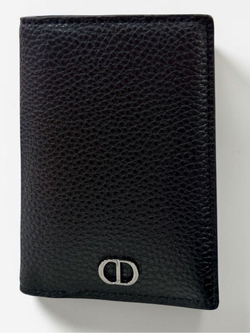 Dior Parfums Black Textured Leather Card Holder with dust bag - NIB